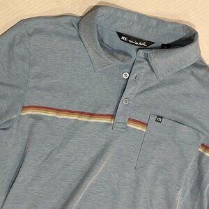 Travis Mathew Men's‎ Medium Blue Pima Cotton/Polyester Short Sleeve Golf Polo